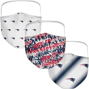 New England Patriots Fanatics Branded Adult Official Logo Face Covering 3-Pack - Picture 1 of 1