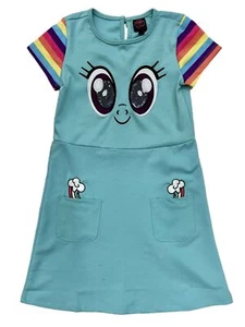 Girls My Little Pony Rainbow Dash Short Sleeve Dress With Pockets - Picture 1 of 1