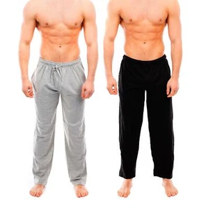 Mens Lounge Bottom Pyjama Pants Jersey PJs 100% Cotton Pajama Trousers Pack Of 2 - Picture 1 of 18