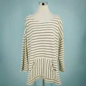Soft Surroundings Plus Size 2X Asya Stripe Print Terry Cloth Scoo Neck Top - Picture 1 of 6