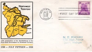 1938 #837 NORTHWEST TERRITORY FDC W/ PLANTY CACHET TO DETROIT MI - Picture 1 of 1