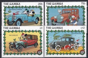 Coches Disney Gambia Yvert 857/60 Navidad 1989 Mickey Minnie Donald Goofy - Imagen 1 de 1