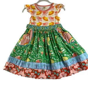 Girls Wildflowers Clothing Dress Sz 8 Best Day Ever Bird Gardening Twirl Stretch - Picture 1 of 13