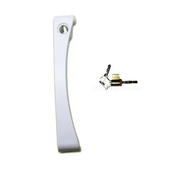 Pella Sliding Patio Door Handle w/ Key Lock + 2 Keys - Right OX Exterior - White - Image 1 of 2