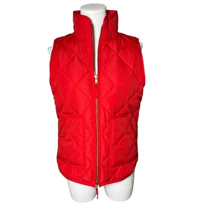 Heritage Quilted Down Puffer Vest Red 60/40 Feather Fill J.Crew Classic XS - Image 1 of 4