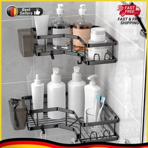 Estante de baño de acero inoxidable con 2 estantes estante de ducha telescópico plato de ducha estante de esquina sin *taladrar + - Imagen 1 de 11
