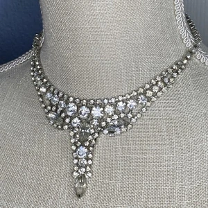 "Collar KRAMER VINTAGE Firmado CRISTAL ESTRÁS BABERO GARGANTILLA BODA 15"" Gancho" - Imagen 1 de 8