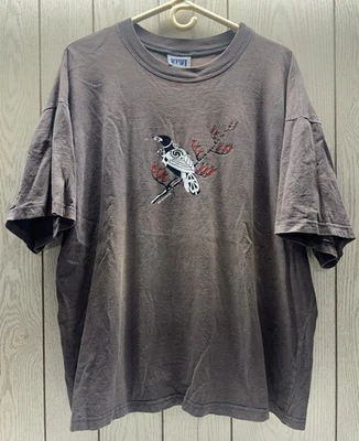 复古新西兰猕猴桃圆领 T 恤棕色短袖二手  — 第 1/4 张图片