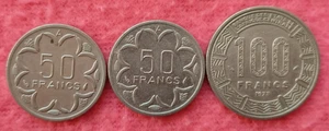 Tschad / Chad Lot 3 verschiedene Münzen 50 Francs-100 Francs (1975-1977) - Bild 1 von 2