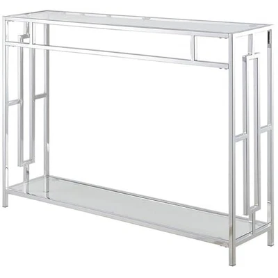  Sofá moderno contemporáneo Town Square Coffee estante de almacenamiento, vidrio estrecho/cromo Foto 1 de 4