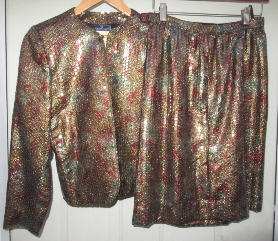 Vintage Emanuel Ungaro Paris Jacket Skirt Set Sequins 40 Euro 38" Bust/26" Waist - Image 1 of 4