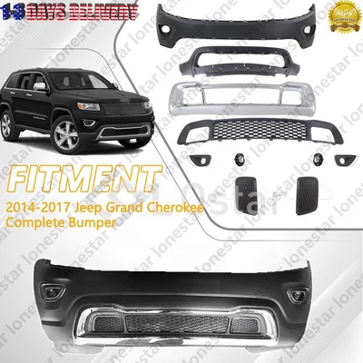 Complete Front Bumper Kit W/Fog Lights For 2014-2016 Jeep Grand Cherokee Foto 1 de 4