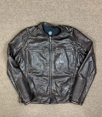 Jaqueta de couro Affliction Fuax masculina 2XL motociclista Jesse Pinkman Y2K - Imagem 1 de 4