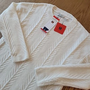 NEW Orvis Women's Chenille Pullover Sweater Medium Crewneck White Cozy Cabin - Picture 1 of 10