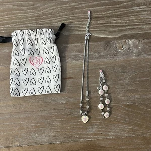Brighton Spring Fever Rosa Cuarzo Corazón Collar Pulsera Placa Plata - Imagen 1 de 9