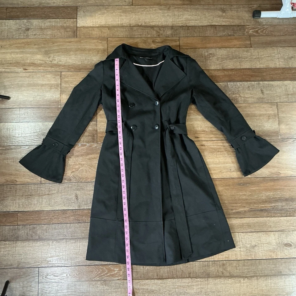 Gabardina negra con cinturón White House Black Market para mujer talla M puño acampanado #91125 Foto 1 de 4