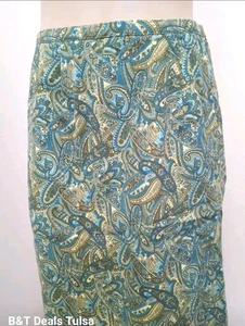 Paul Harris schmaler Damenrock Größe 6 grün blau Paisley knielang Seitenreißverschluss - Bild 1 von 6