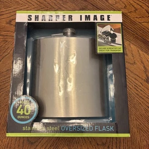 Sharper Image Stainless Steel 40 Oz Oversized Flask New in Box - Picture 1 of 4