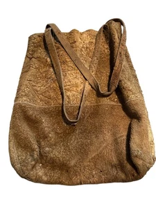 Leather Suede Large Hobo Tote Bag in Taupe Brown - Picture 1 of 7
