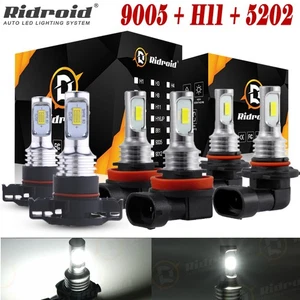 For 2007-2013 GMC Sierra 1500 6x 6000K LED Headlight Hi/Lo Fog Light Bulbs Combo - Picture 1 of 24