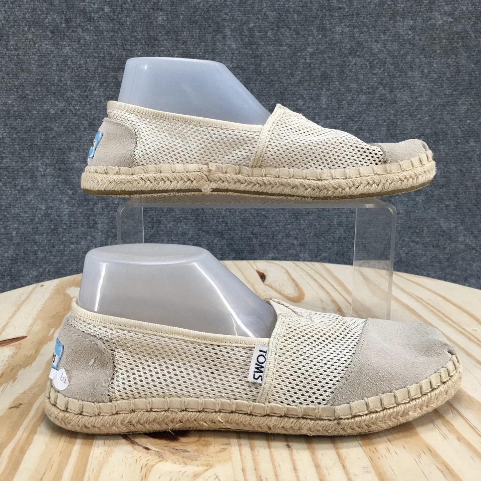 TOMS Zapatos Mujer 5.5 Beige Malla Gamuza Sin Cordones Alpargatas Informales Cómodos Planos Foto 1 de 4