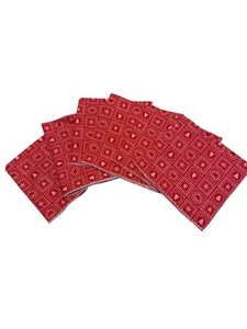 Juego de 6 servilletas de tela rojas y blancas vacaciones invierno Navidad - Imagen 1 de 5