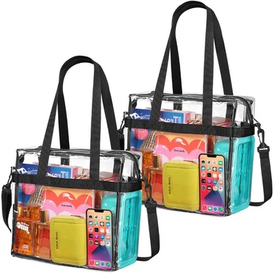 Clear Tote Bag Stadium Approved - 2 PACK - Shoulder Straps and Zippered Top. ... - Image 1 of 4