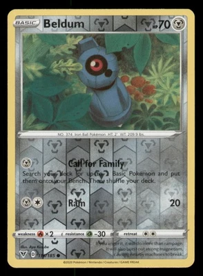 Beldum Reverse Holo Vivid Voltage #116/185 Common Pokemon LP - Image 1 of 2