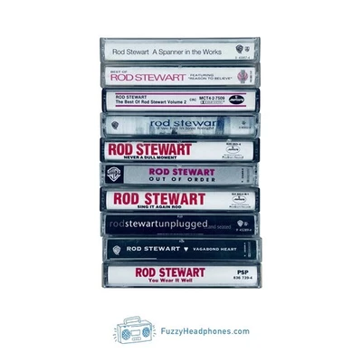 (10) Rod Stewart Cassette Tapes: Best Of, Dull Moment, Sing It Again TESTED - Image 1 of 3