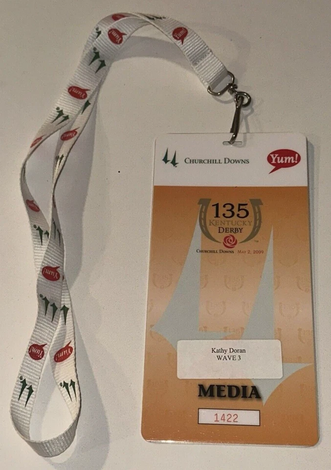 2009 Kentucky Derby TV Media Pass Insignia Churchill Downs Ticket Stub Lanyard Foto 1 de 3