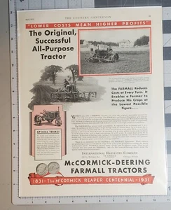 Original 1931 Farmall Tractor Advertisement - Picture 1 of 3