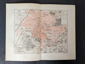 1894 Map of the Athens. Original antique print Greece - Picture 1 of 1