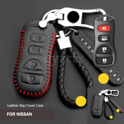 Funda con llavero de coche de cuero genuino negra para Nissan Altima 2002-2006 Foto 1 de 4