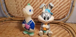 VINTAGE DONALD DUCK & HIP HOP BABY BUGS BUNNY RUBBER SQUEAKY TOYS - Picture 1 of 12