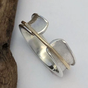 Massiver 925 Sterling Silber Handarbeit Spinner Vermittlungsring Geschenk zu Weihnachten - Bild 1 von 4
