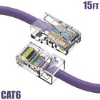 Câble réseau LAN Ethernet 15 pieds Cat6 RJ45 UTP non démarrage cuivre or 24AWG violet