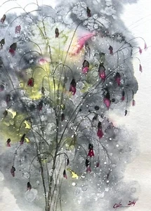 Original Watercolor still life bouquet wildflowers winter decoration flowers A4 - Picture 1 of 8