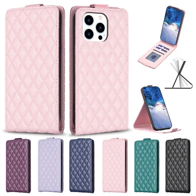 For iPhone 15 14 13 12 11 X 8 7 Luxury Leather Vertical Flip Wallet Phone Case - Image 1 of 4