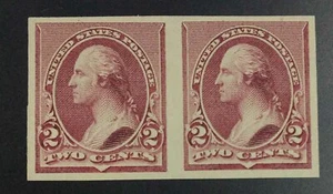 MOMEN: US #220P5 IMPERF PROOF PAIR IMPERF MINT OG NH VF CAT. $250 LOT #73929* - Picture 1 of 2