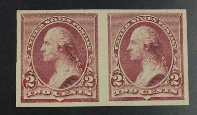 MOMEN: US #220P5 IMPERF PROOF PAIR IMPERF MINT OG NH VF CAT. $250 LOT #73929* - Image 1 of 2