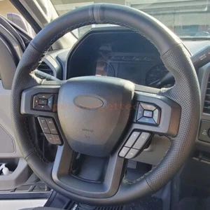 Custom Black PU Leather Steering Wheel Stitch on Cover For Ford F-150 F250 15-20 - Picture 1 of 10