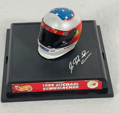 Hot Wheels Racing 1:8 Scale Michael Schumacher 1999 Helmet on Platform - Image 1 of 4