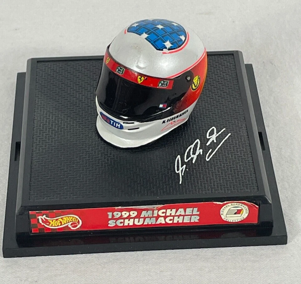Hot Wheels Racing 1:8 Scale Michael Schumacher 1999 Helmet on Platform - Image 1 of 4
