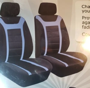 Sports Seat Covers Blue Black Front Seat Set Cover FH-FB070102 Universal fit - Picture 1 of 7