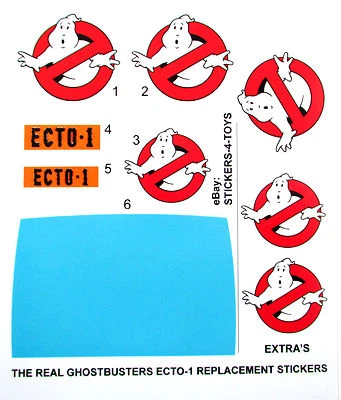 REN_CO50 KENNER ECTO 1 THE REAL GHOSTBUSTERS ECTO-1 replacement Sticker set +BONUS READ