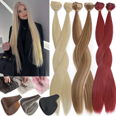 Clip in Extensions Lockig Glatt Haarteil 8 Tressen Haarverlängerung wie Echthaar - Bild 1 von 4
