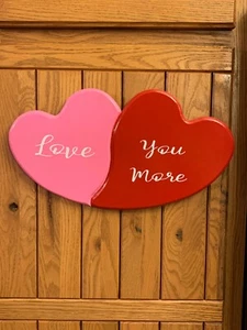 Handmade Primitive MDF Valentine's Double HEART Wall Plaque Picture  - Picture 1 of 1
