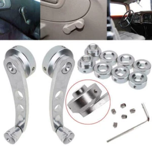 Par de bobinadoras de manivela de manivela de puerta manual de aluminio plateado para automóvil camión camión manivela universal - Imagen 1 de 7