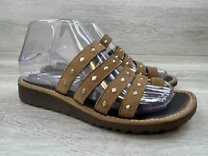 Donald Pliner Women's Sandal Brown Leather Strappy Comfort Casual Shoes - Picture 1 of 9