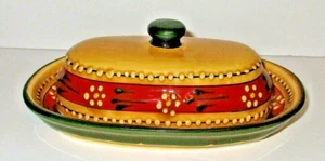 Talavera Pottery Mexican Southwest Tan Butter Dish - Picture 1 of 2